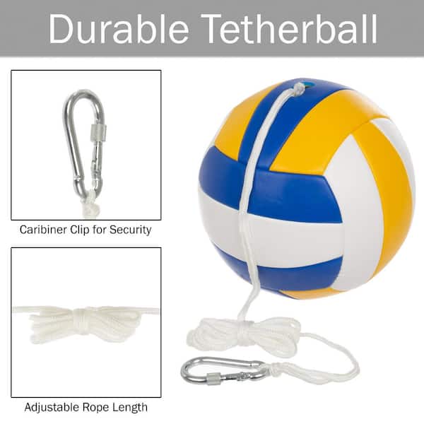 Hey! Play! Portable Tetherball Complete Outdoor Game Set with Base, Ball, Pump, Cord & Stakes - Family Game for Kids & Adults