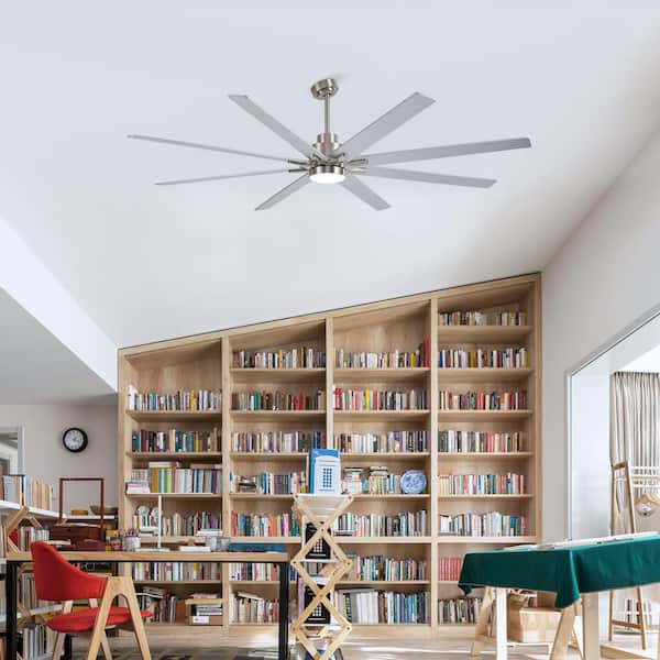 84 in. Brushed Nickel 8-Blade Ceiling Fan with Dimmable LED Light, Reversible DC Motor and Remote Control Downrod Mount