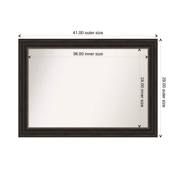 Amanti Art Accent Bronze 41 in. x 29 in. Custom Non-Beveled Polystyrene Antique Framed Bathroom Vanity Wall Mirror
