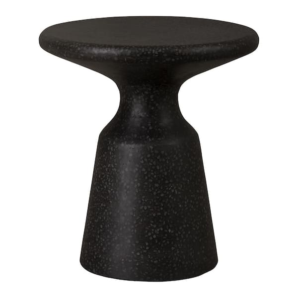 Emissary Thin Mushroom 20 in. H Matte Terrazzo Black Round Terrazzo Garden Stool