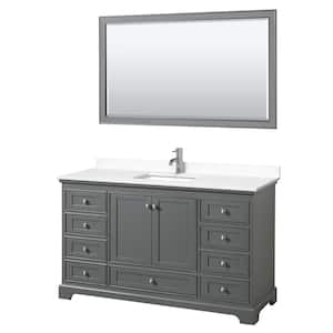 Deborah 60 in. W x 22 in. D Single Vanity in Dark Gray with Cultured Marble Vanity Top in White with Basin and Mirror