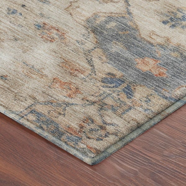 Mayfield Premium Machine Washable Abstract AMF2322 Beige 3 ft. x 5 ft. Area Rug