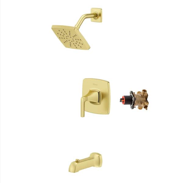 Pfister Bruxie 1-Handle 1-Spray Tub and Shower Faucet 1.8 GPM in Brushed Gold (Valve Included)