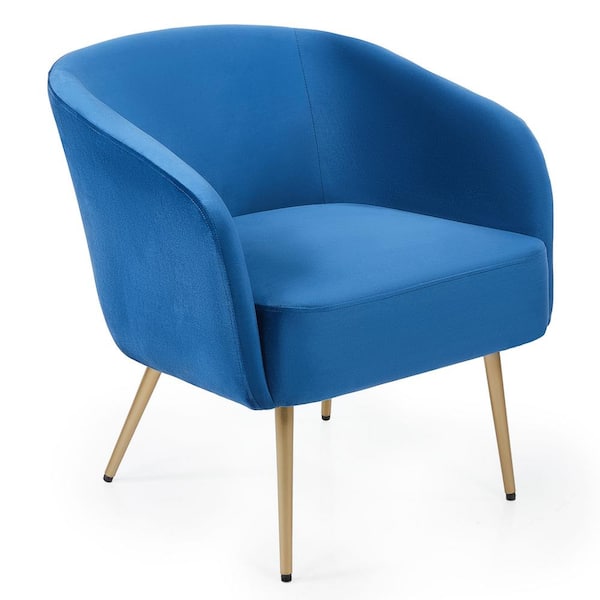 Merra Blue Upholstery Velvet Barrel Accent Arm Chair
