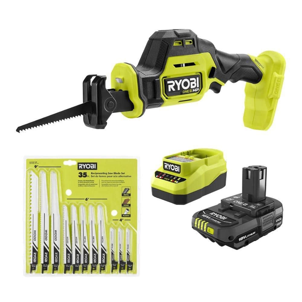 Ryobi ONE+ HP 18V Brushless Cordless Compact One-Handed Reciprocating Saw Kit w/ Multi-Purpose Recip Saw Blade Set (35-Pc)