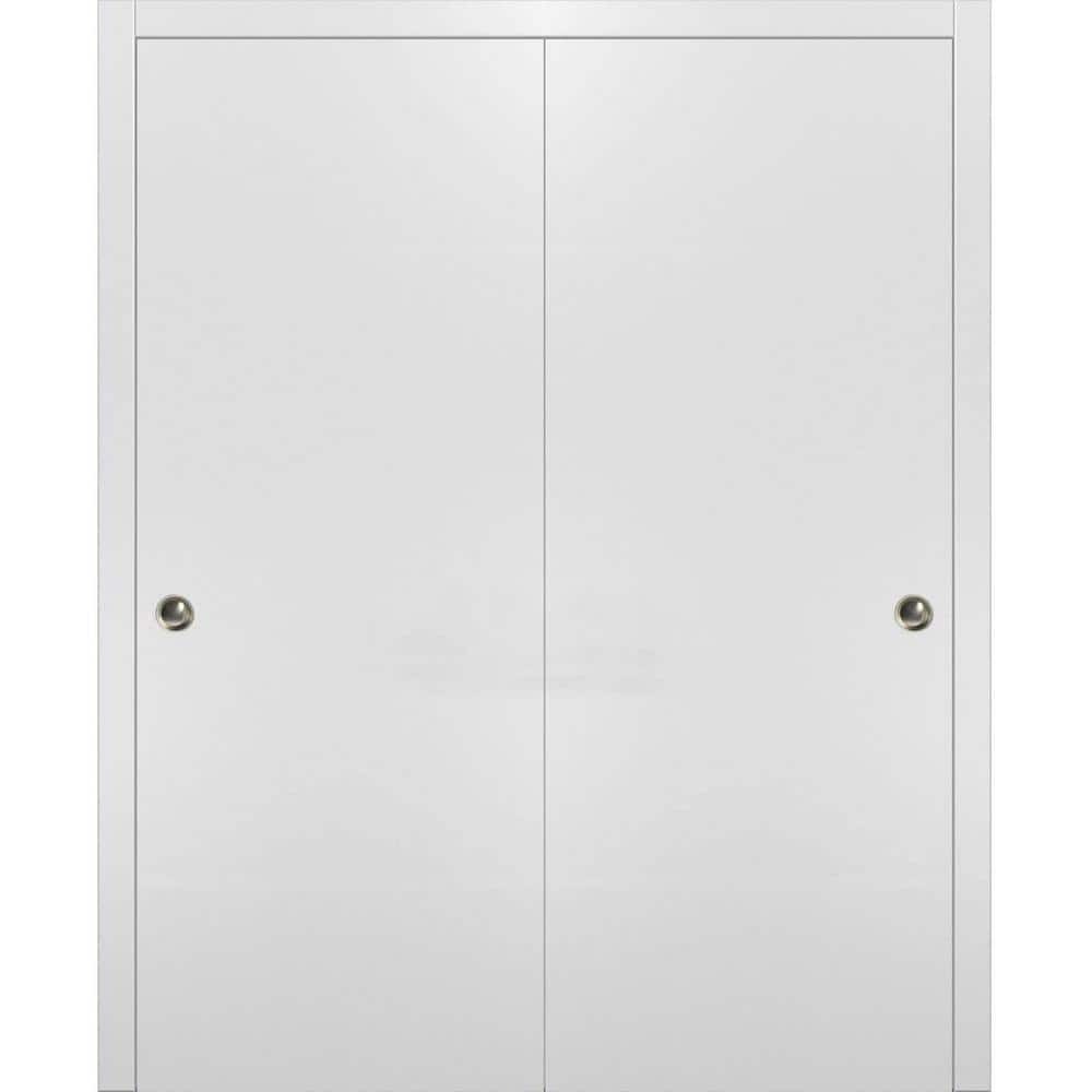 Planum 0010 60 in. x 84 in. Flush White Finished Wood Sliding Door with Closet Bypass Hardware price history on PriceWatchPro