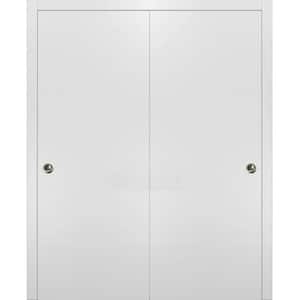Planum 0010 84 in. x 80 in. Flush White Finished Wood Sliding Door with Closet Bypass Hardware