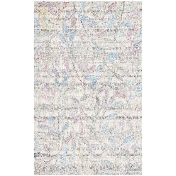 Southampton 6 ft. x 9 ft. Purple/Blue Leaves High-Low Area Rug
