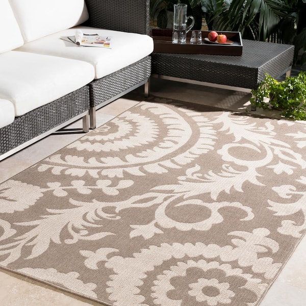 Big Pine Tan 9 ft. x 9 ft. Square Indoor/Outdoor Patio Area Rug