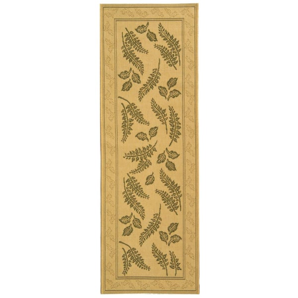 Safavieh Courtyard Natural/Olive 2 ft. x 7 ft. Border Indoor/Outdoor Runner Rug