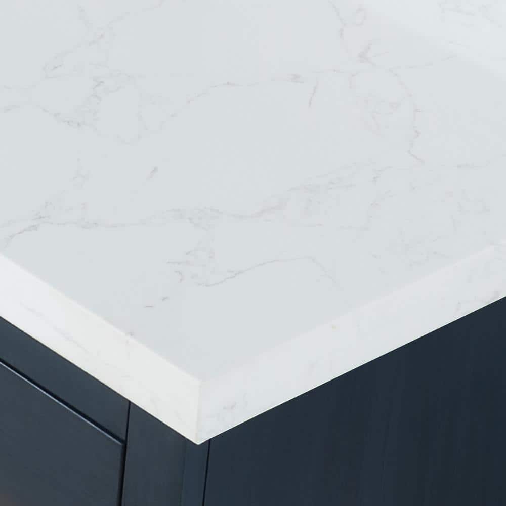 Gazsi 84" Charcoal Blue Wood Vanity with Composite Stone Top