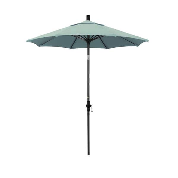 California Umbrella 7.5 ft. Matted Black Aluminum Market Patio Umbrella Fiberglass Ribs and Collar Tilt in Spa Sunbrella