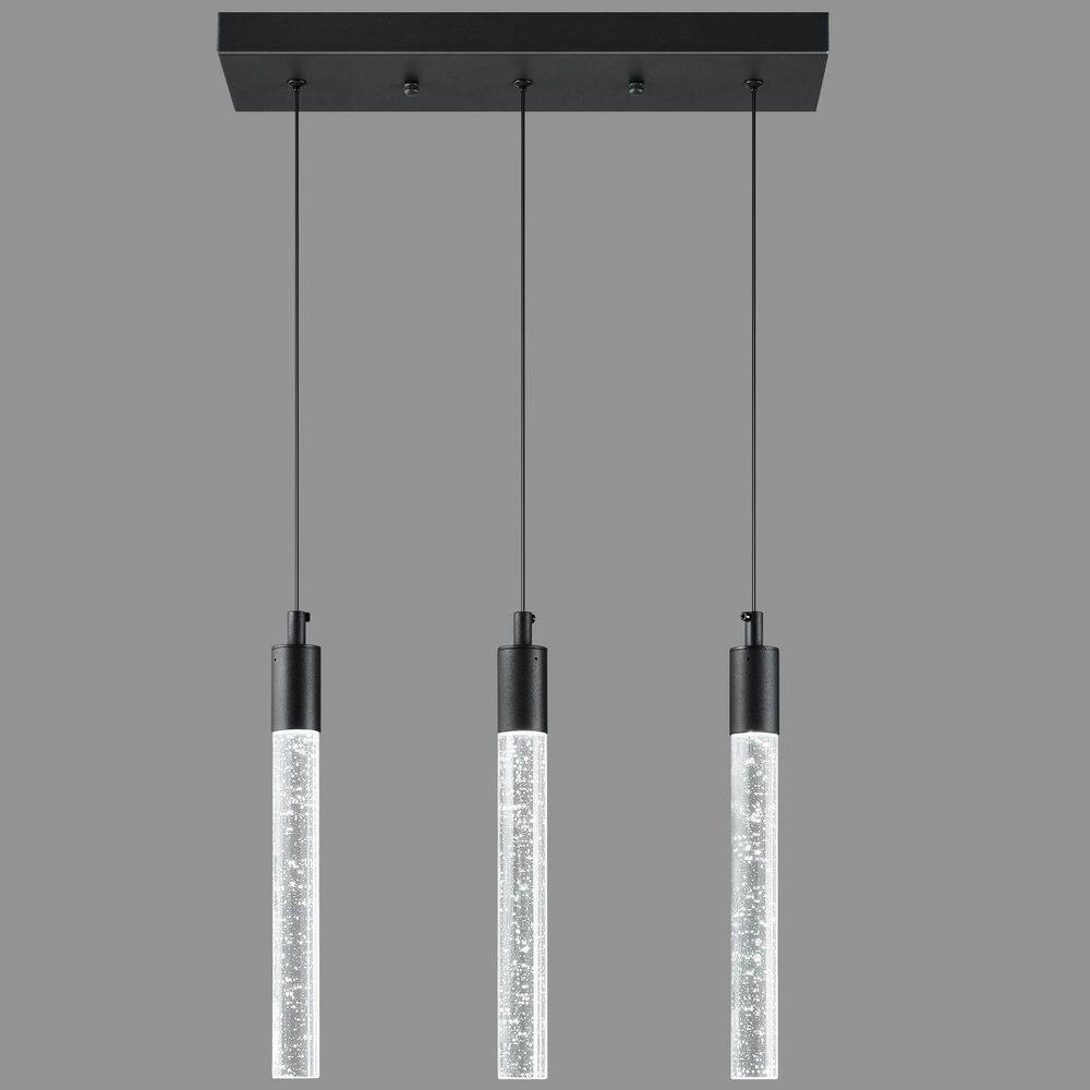 Home Lighting 18-Watt 3-Light Black Integrated LED Pendant Light with Cylindrical Crystal Shade for Dining Room price history on PriceWatchPro