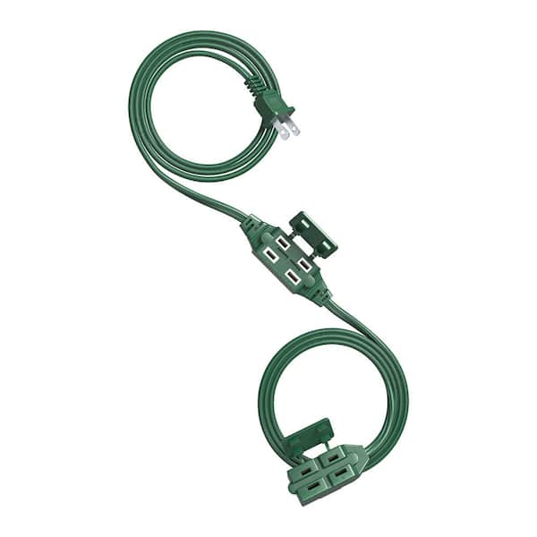 6 ft. 16/2 SPT-2 Indoor Extension Cord with 2 Groups 3 Polarized Outlets and Safety Cap Protect, 1 Pack, Green