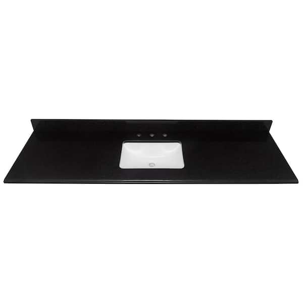 Home Decorators Collection 73 in. W x 22 in D Granite White Rectangular Single Sink Vanity Top in Black