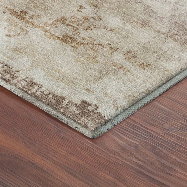 Mayfield Premium Machine Washable Abstract AMF2372 Mocha 10 ft. x 14 ft. Area Rug