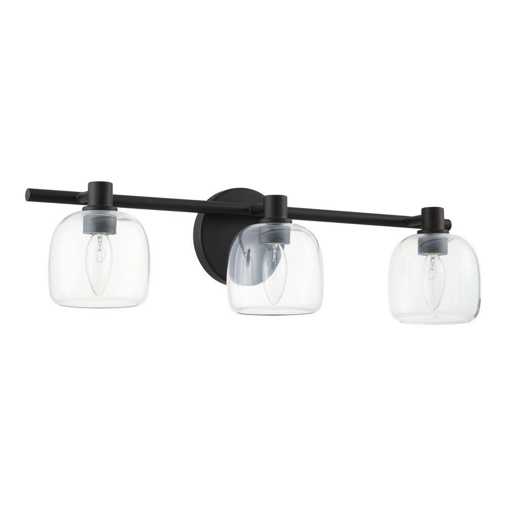 Valentina 24-in. 3-light Matte Black Vanity Light with Clear Glass Shades price history on PriceWatchPro