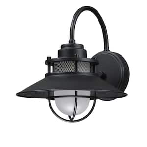 ORA 11 in. Matte Black Outdoor Barn Wall light Sconce with No Bulbs Included