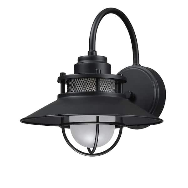 Hukoro ORA 11 in. Matte Black Outdoor Barn Wall light Sconce with No Bulbs Included