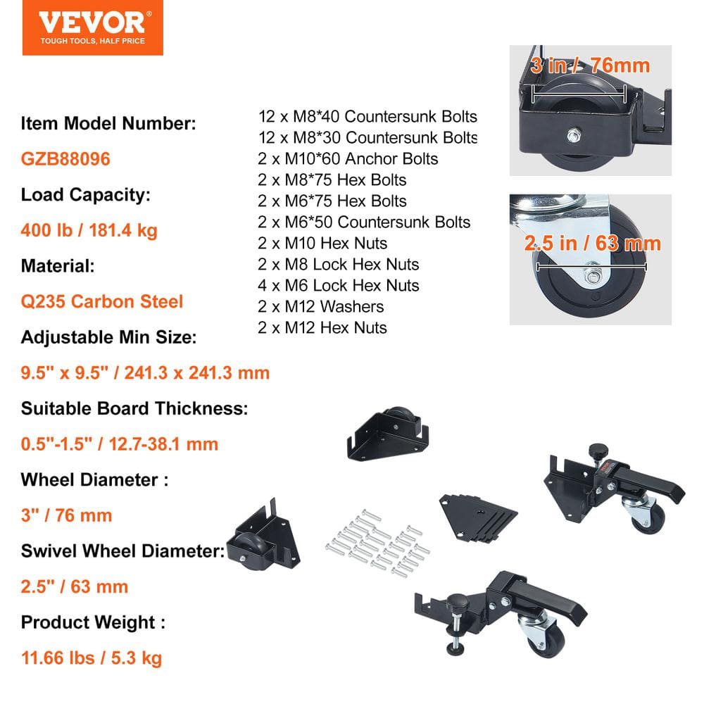 Adjustable Black Steel Heavy Duty Mobile Base Stand
