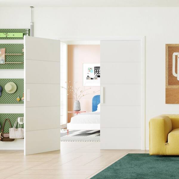 64 in. x 80 in. 5-Panel, White UV Primed, Composite Solid Core, DIY Painted, Interior Door Slab with Ball Catch