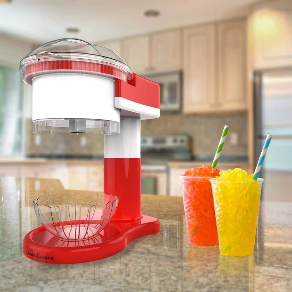 Red and White Countertop Electric Ice Crusher Machine