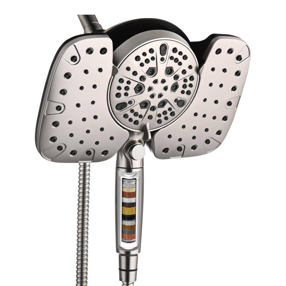 Wudkey 2-Piece 2.5GPM Shower Head in Nickel with 10 in. Rainfall Shower ...