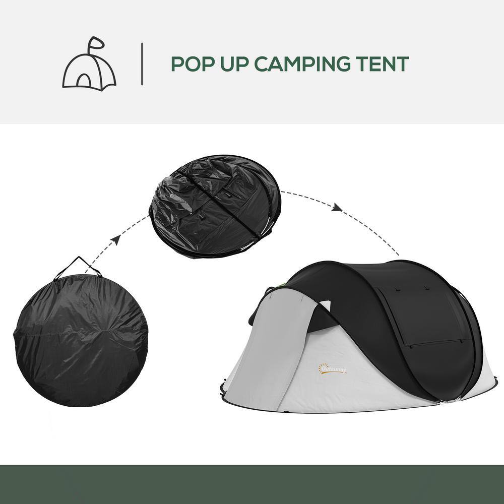 Black Three-Person Dome Camping Tent with Vestibule and Carry Bag