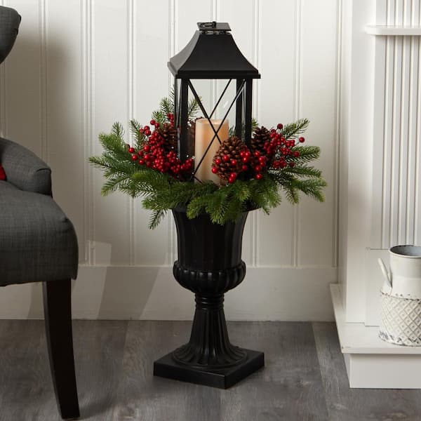 Nearly Natural 33 in. Unlit Holiday Greenery, Berries and ...