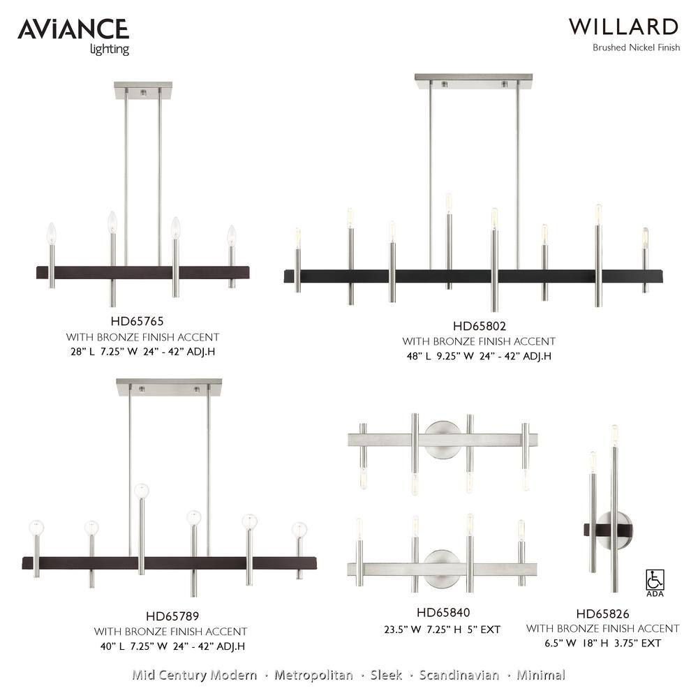 Elegant Denmark 4-Light Vanity Sconce in Brushed Nickel and Bronze