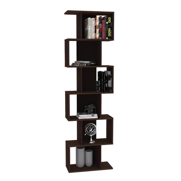 6 Shelf Mosaic Bookcase Dark Brown BM010WE The Home Depot