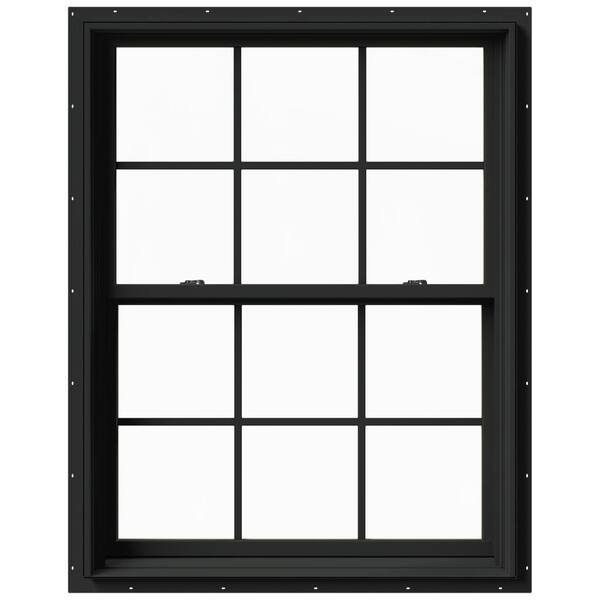 JELD-WEN 37.375 in. x 48 in. W-2500 Series Bronze Painted Clad Wood Double Hung Window w/ Natural Interior and Screen