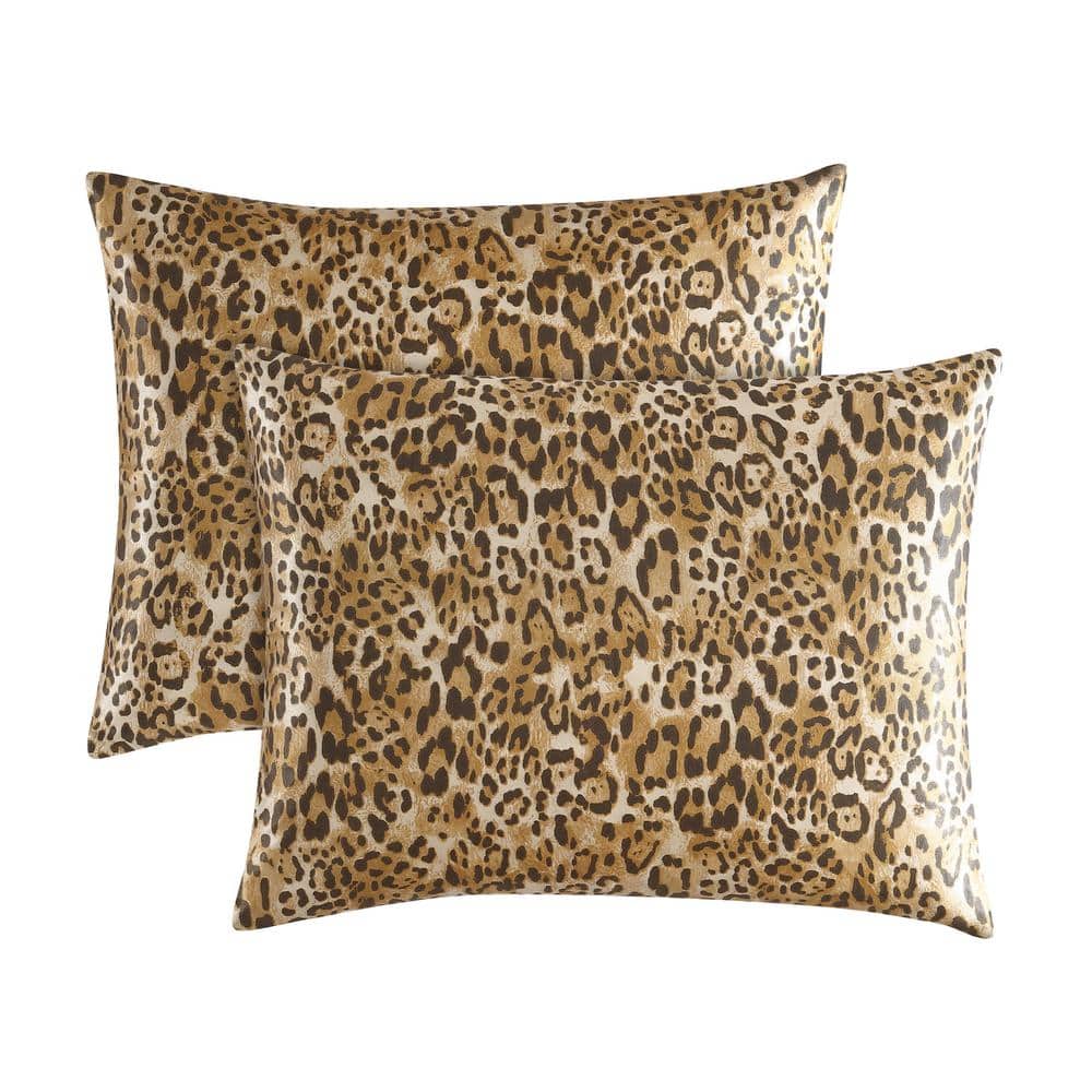 King Leopard Print Satin Reversible Duvet Cover Set