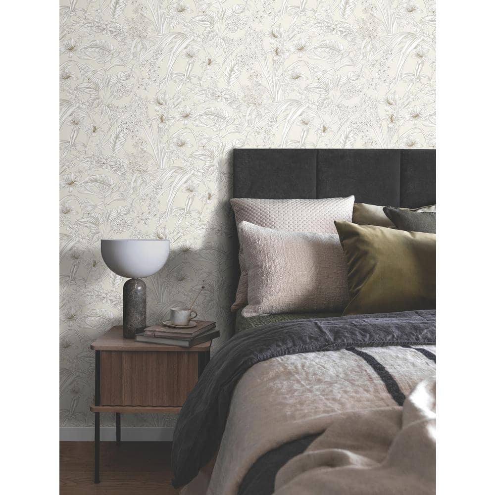 Beige and Taupe Floral Conservatory Toile Wallpaper