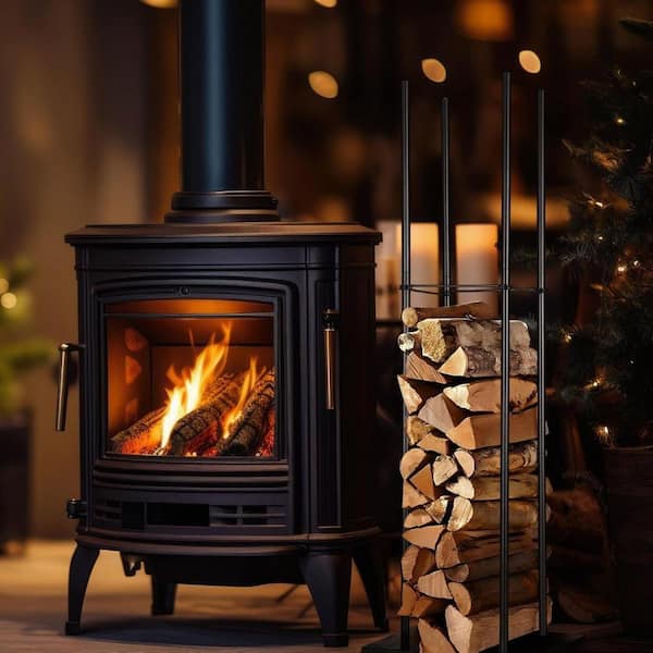 16 in. W Outdoor Decorative Metal Firewood Rack HPCNX5T1P6 - The