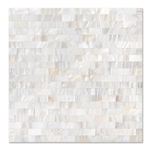 1-Sheet 11.8 in. x 11.8 in. White Peel and Stick Mother of Pearl Shell Tile for Kitchen Backsplash/Bathroom Seamless