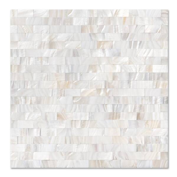 Art3d 1Sheet 11.8 in. x 11.8 in. White Peel and Stick Mother of Pearl