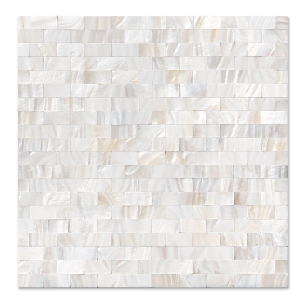 1-Sheet 11.8 in. x 11.8 in. White Peel and Stick Mother of Pearl Shell Tile