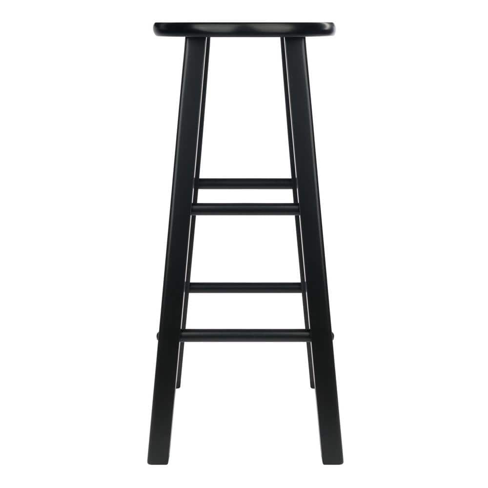 Transitional Solid Wood 29" Adjustable Black Bar Stool Set