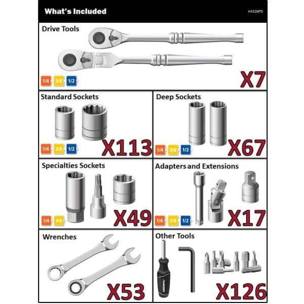 Husky Mechanics Tool Set 432 Piece H432mtspo The Home Depot