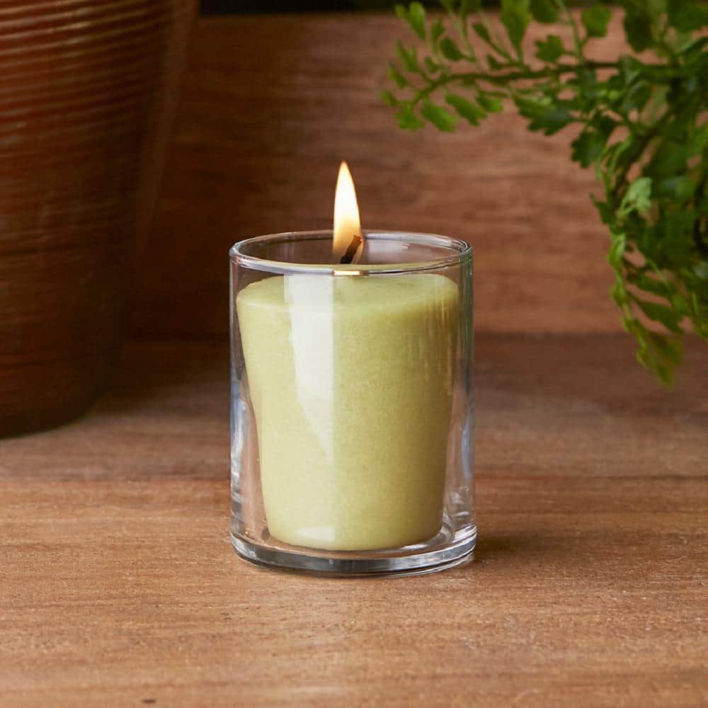 Eucalyptus Menthol Scented Beeswax Votive Candle in Glass Holder