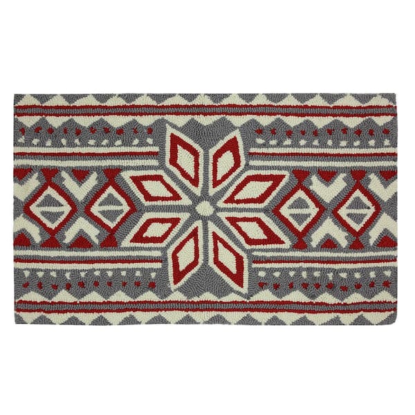 Home Accents Holiday Nordic Snow 17 in. x 29 in. Hand Hooked Holiday Mat