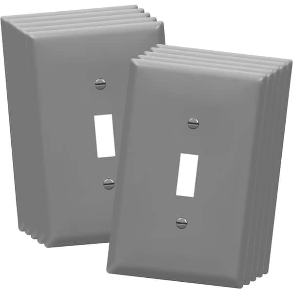 Etokfoks Mid-Size 1-Gang Gray Toggle Switch Polycarbonate Plastic Wall Plate (10-Pack)