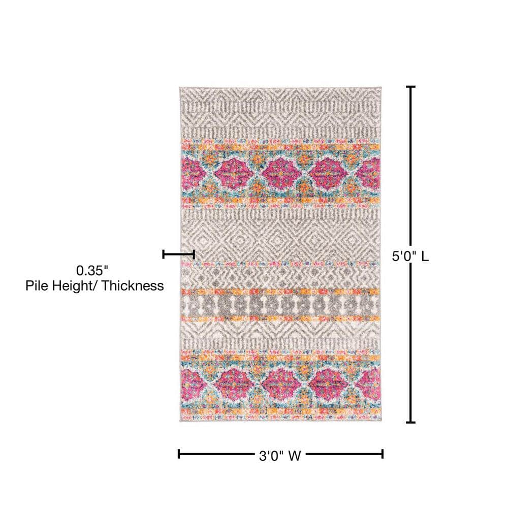 Ivory and Grey Reversible Rectangular Cotton Area Rug