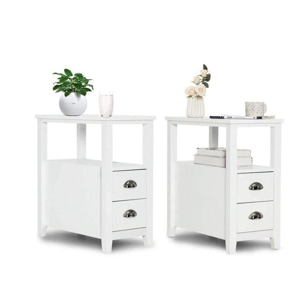 White 2 Drawer 23.5 in. W Nightstand (Set of 2)