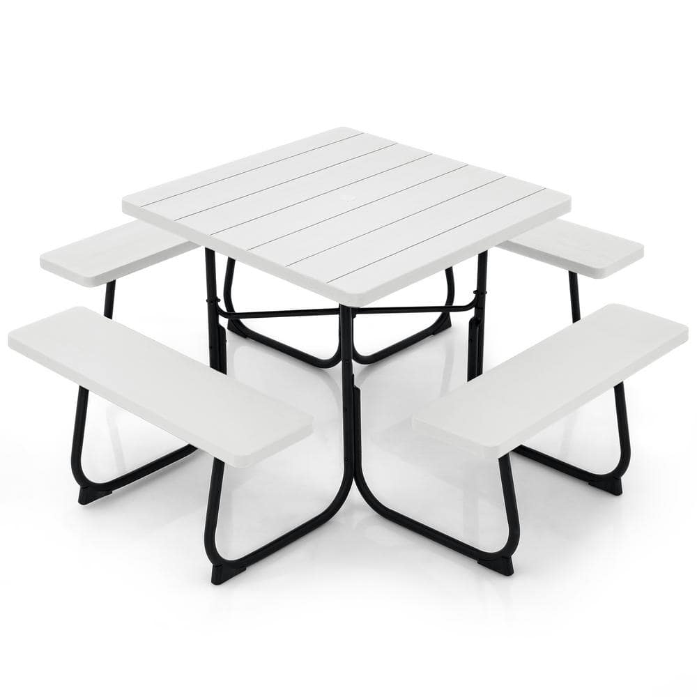 67 in. White Rectangle HDPE Picnic Table Seats 8 People with Umbrella Hole price history on PriceWatchPro