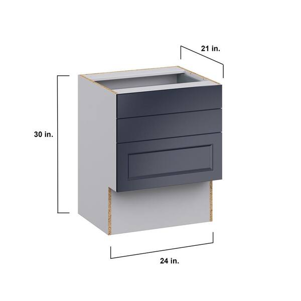 J COLLECTION Devon Painted Blue Recessed Assembled 12 in.W x 30 in. H x 21 in.D Vanity ADA 3 Drawers Base Kitchen Cabinet