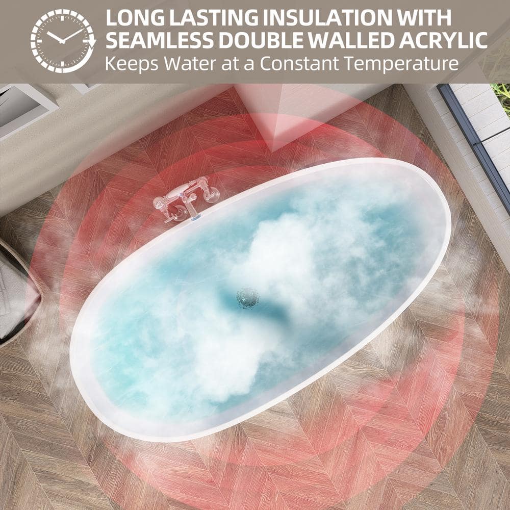 59'' x 29.5'' Freestanding Soaking Acrylic Bathtub