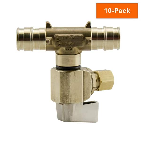 ProPEX 1/2 in. x 1/2 in. PEX-A Expansion Barb x 1/4 in. OD Compression Lead-Free Brass In-Line Ice Maker Tee (10-Pack)