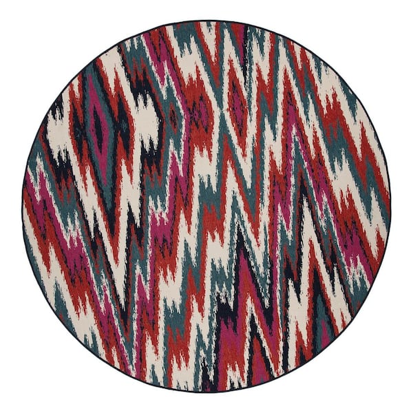 Kaleen Pianta Collection Multi 5'3" x 5'3" Round Residential Indoor-Outdoor Area Rug